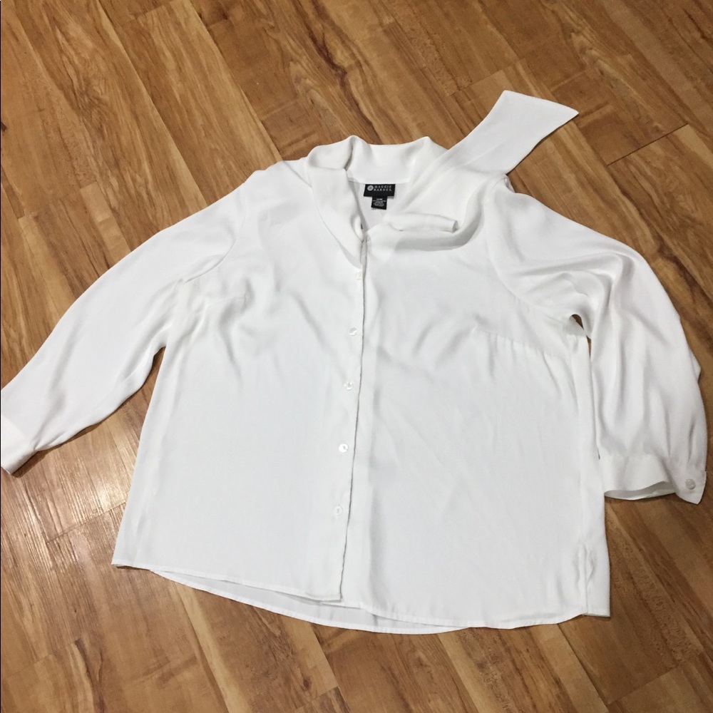 Maggie Barnes white blouse